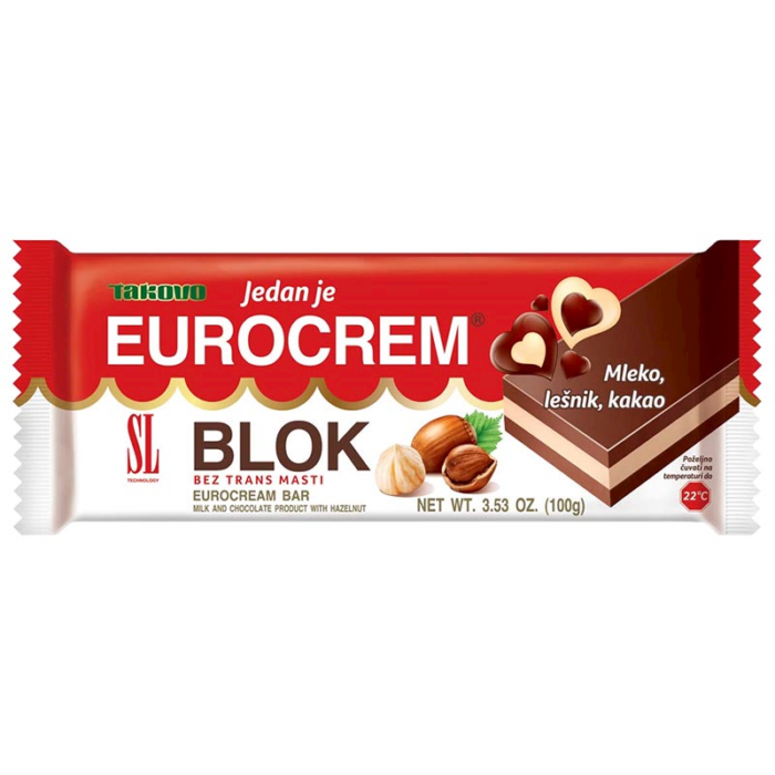 Takovo Eurocrem Hazelnut Bars 100gr