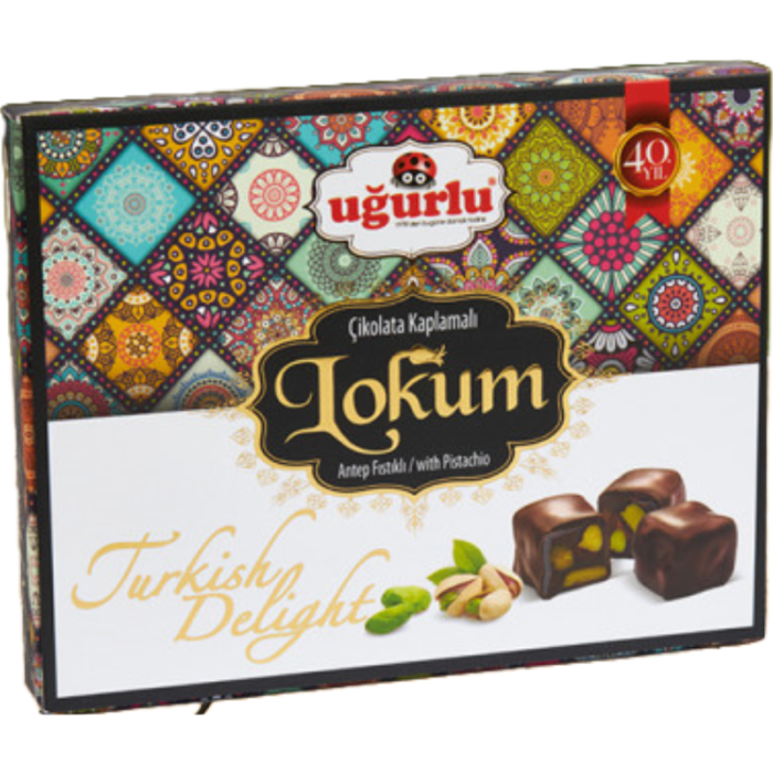 Ugurlu Turkish Delight Chocolate Covered with Pistachio 240gr