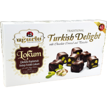 Ugurlu Turkish Delight Chocolate Covered with Pistachio 350gr