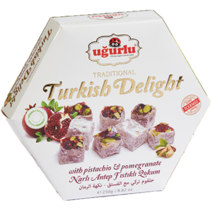 Ugurlu Turkish Delight Pomogranate Flavored with Pistachio 250gr